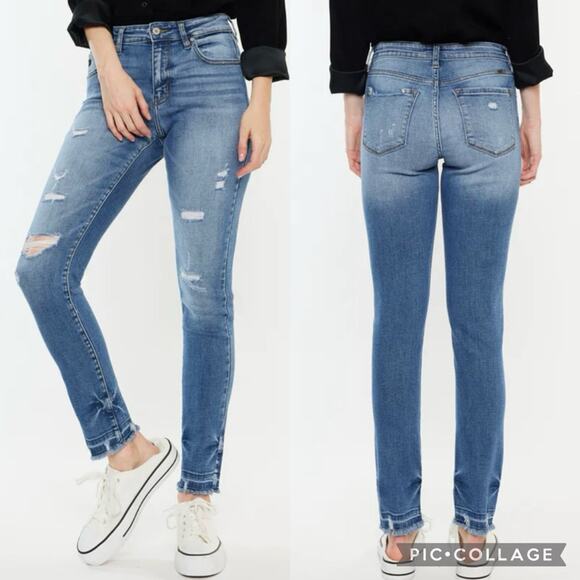 KanCan Joanna High Rise Super Skinny Distressed Released Hem Jeans Size 24/1 - Picture 1 of 16